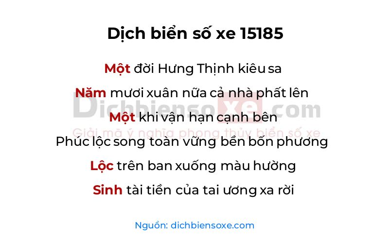 Dịch thơ biển số 15185