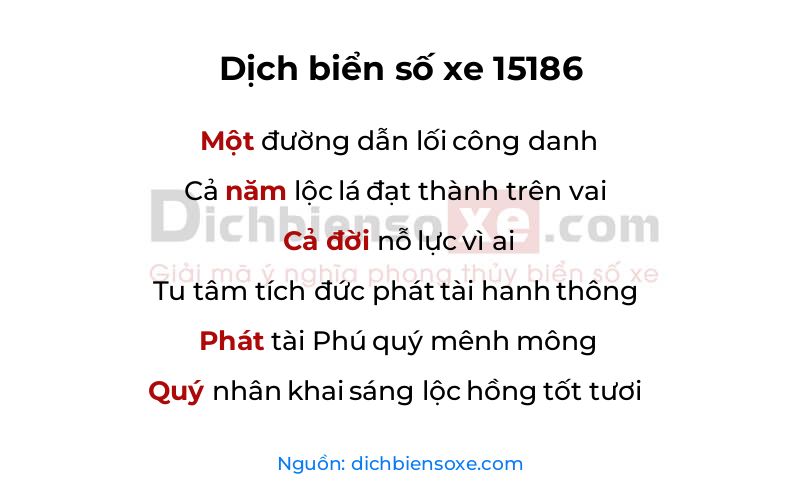 Dịch thơ biển số 15186