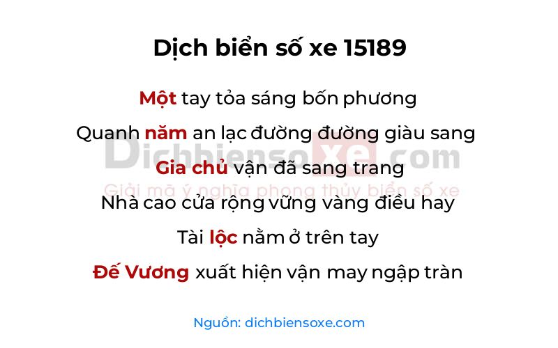 Dịch thơ biển số 15189