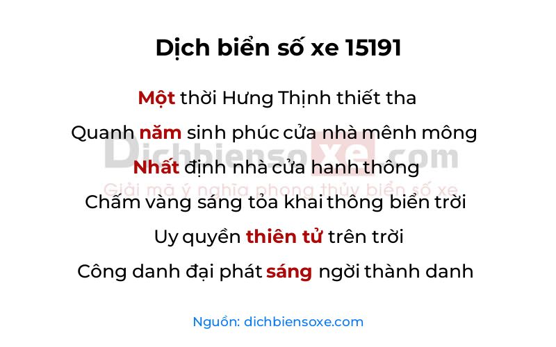 Dịch thơ biển số 15191