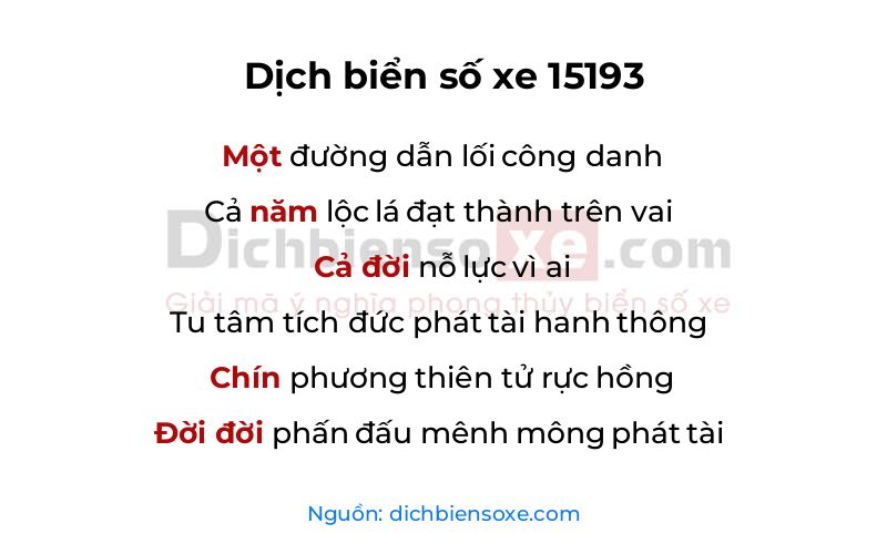 Dịch thơ biển số 15193