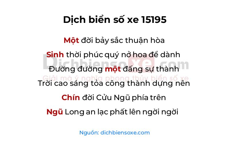 Dịch thơ biển số 15195