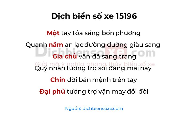 Dịch thơ biển số 15196