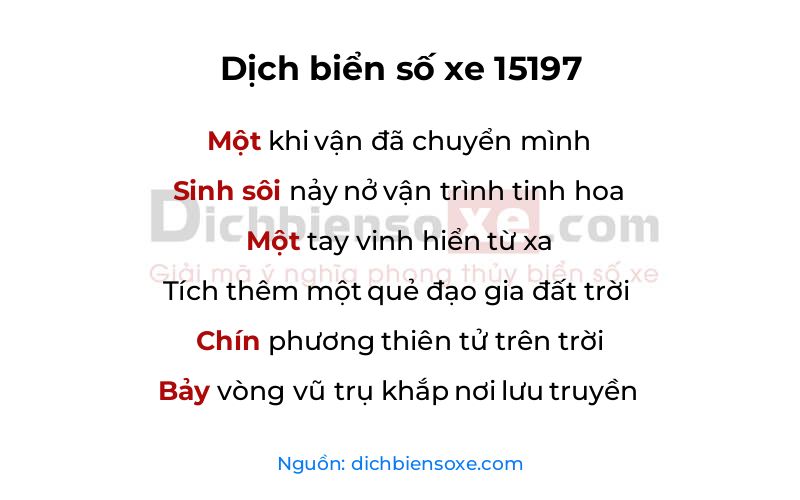 Dịch thơ biển số 15197