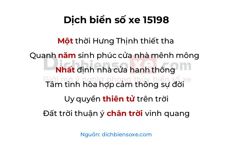 Dịch thơ biển số 15198
