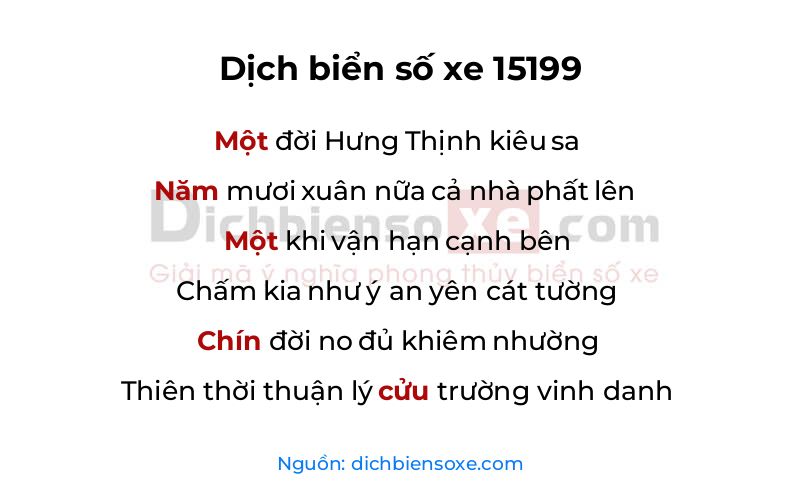 Dịch thơ biển số 15199