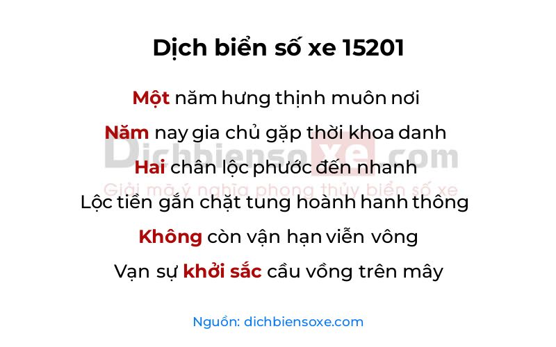 Dịch thơ biển số 15201