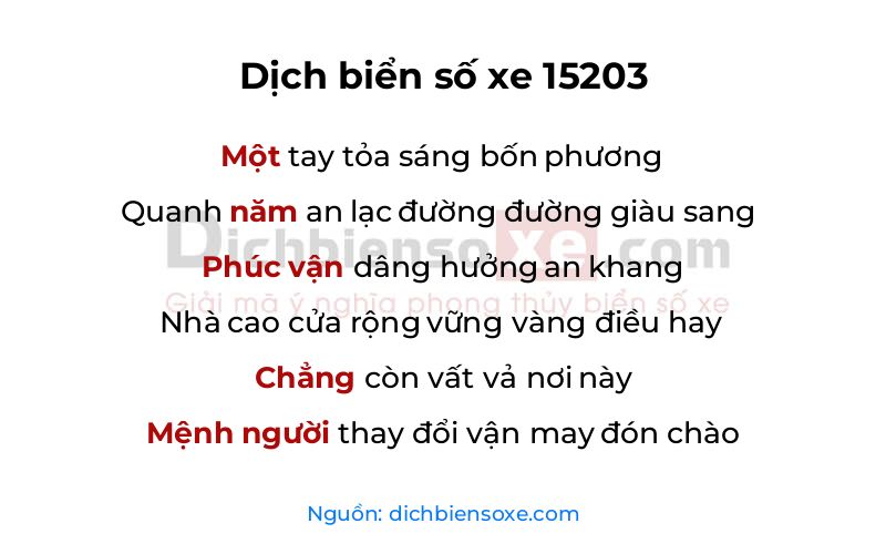 Dịch thơ biển số 15203