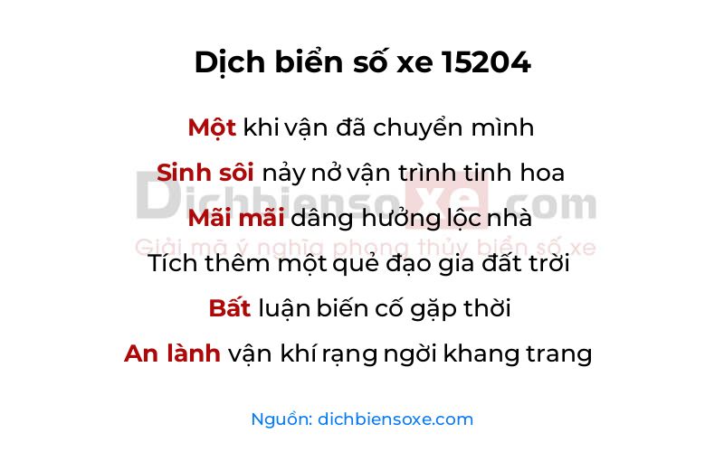 Dịch thơ biển số 15204