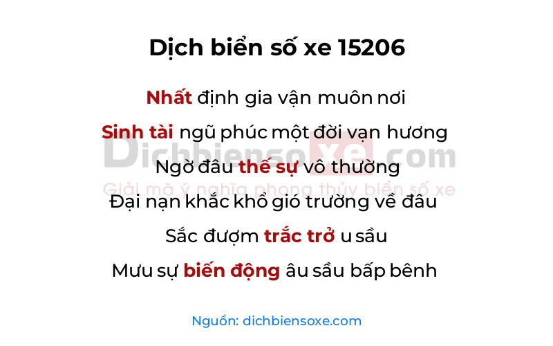 Dịch thơ biển số 15206