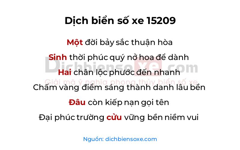 Dịch thơ biển số 15209