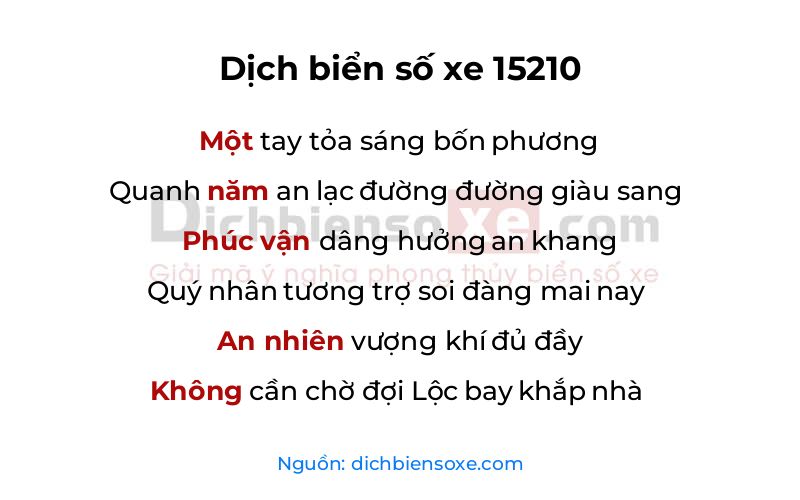 Dịch thơ biển số 15210