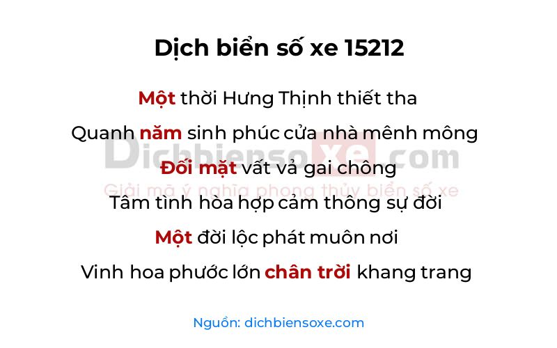 Dịch thơ biển số 15212