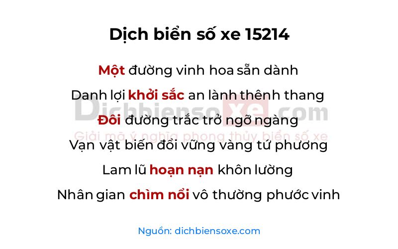 Dịch thơ biển số 15214