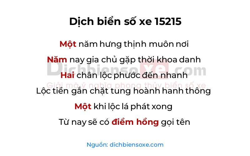 Dịch thơ biển số 15215
