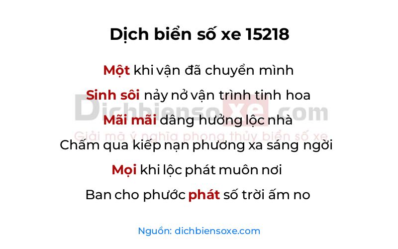 Dịch thơ biển số 15218