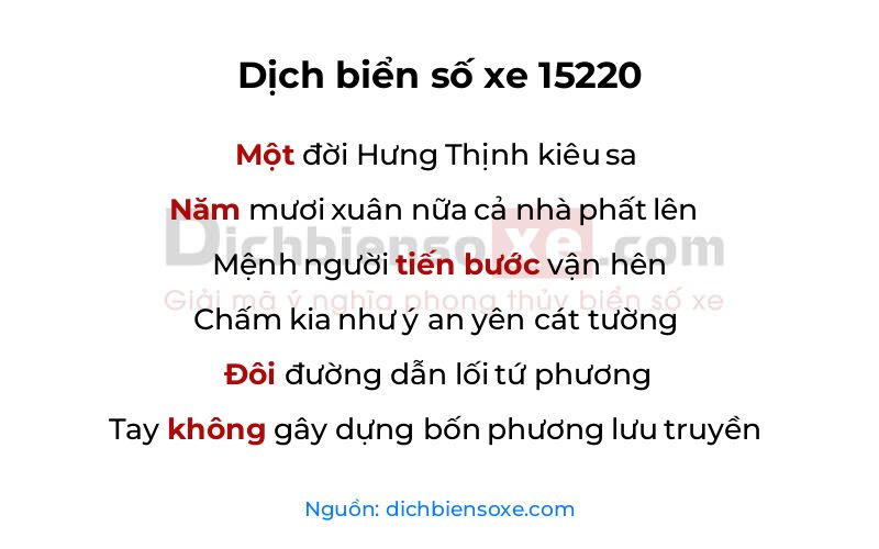 Dịch thơ biển số 15220