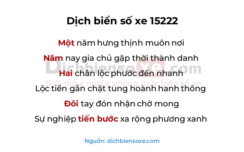 Dịch thơ biển số 15222