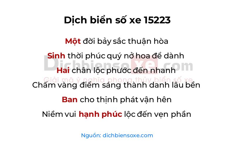 Dịch thơ biển số 15223