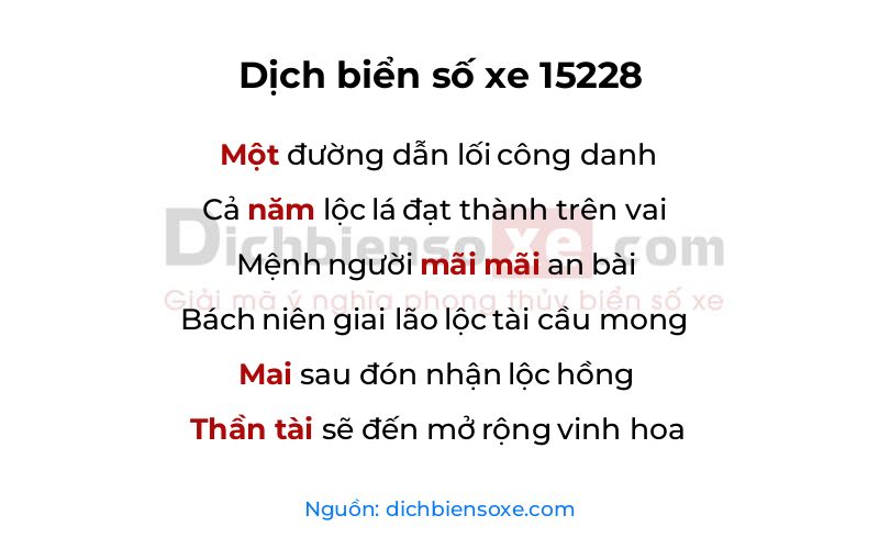 Dịch thơ biển số 15228