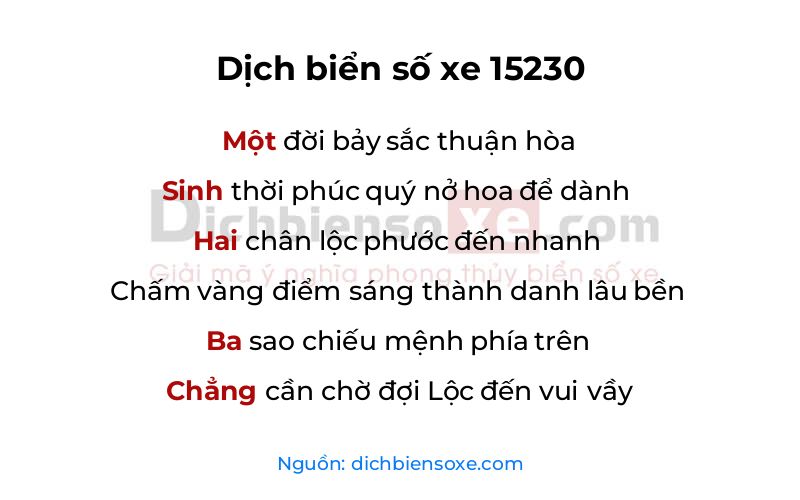 Dịch thơ biển số 15230