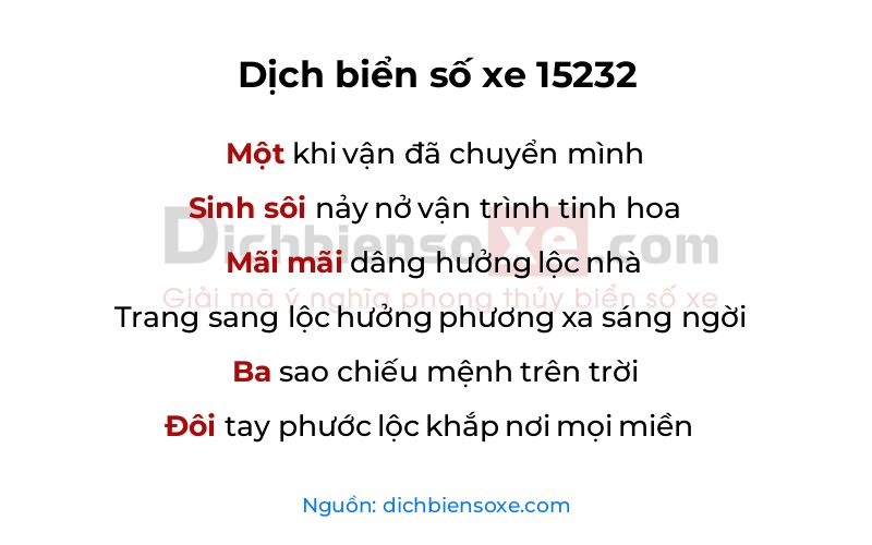Dịch thơ biển số 15232