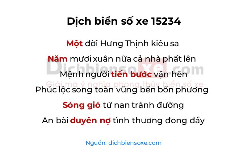 Dịch thơ biển số 15234