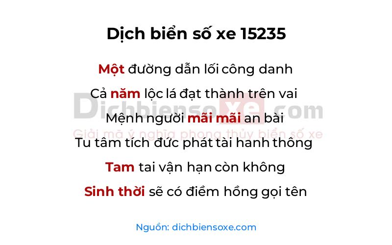 Dịch thơ biển số 15235