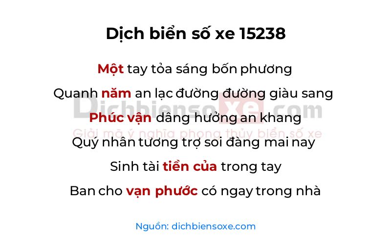 Dịch thơ biển số 15238