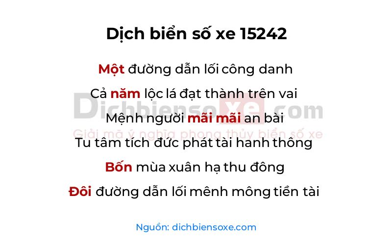 Dịch thơ biển số 15242