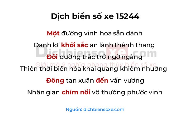 Dịch thơ biển số 15244