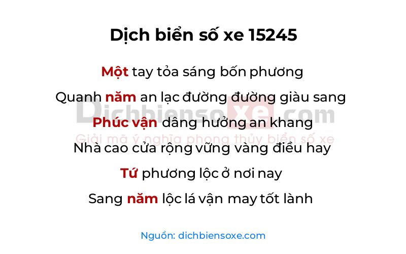 Dịch thơ biển số 15245