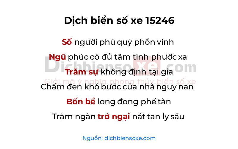 Dịch thơ biển số 15246