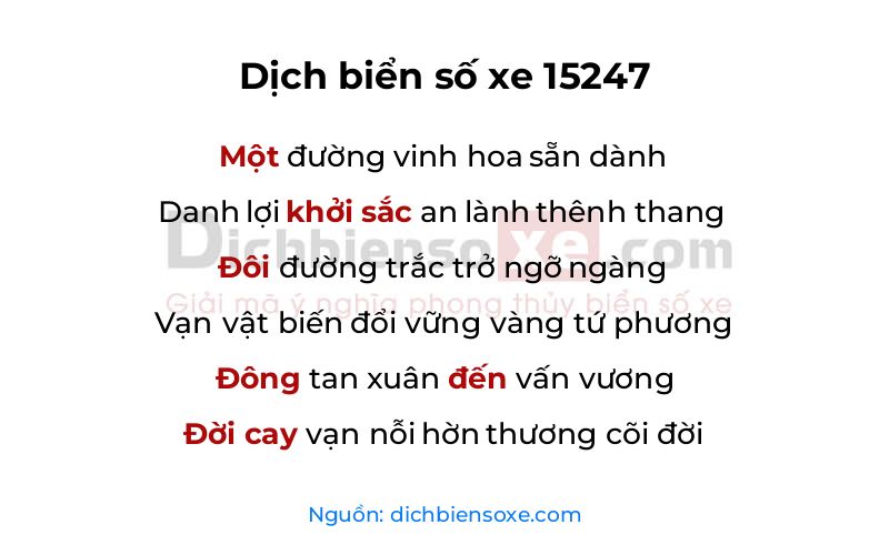 Dịch thơ biển số 15247