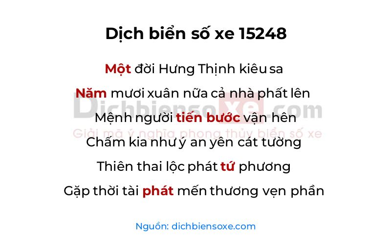 Dịch thơ biển số 15248