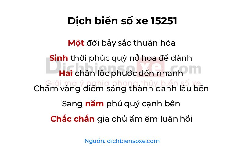 Dịch thơ biển số 15251