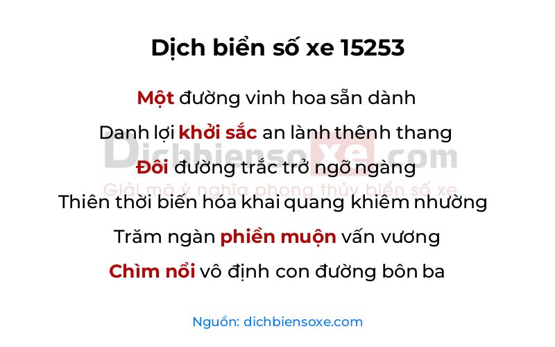 Dịch thơ biển số 15253