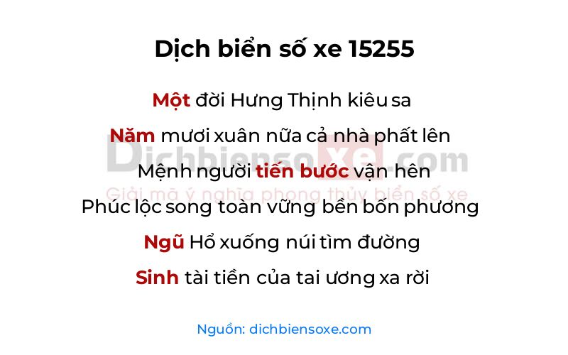 Dịch thơ biển số 15255