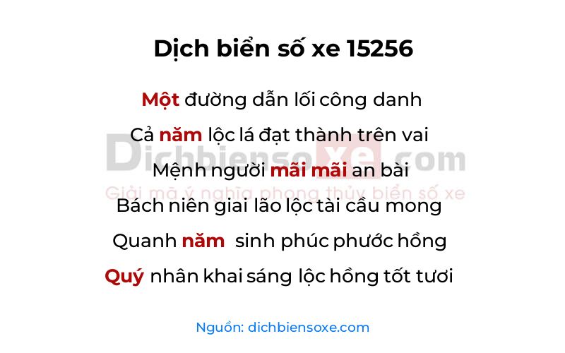 Dịch thơ biển số 15256