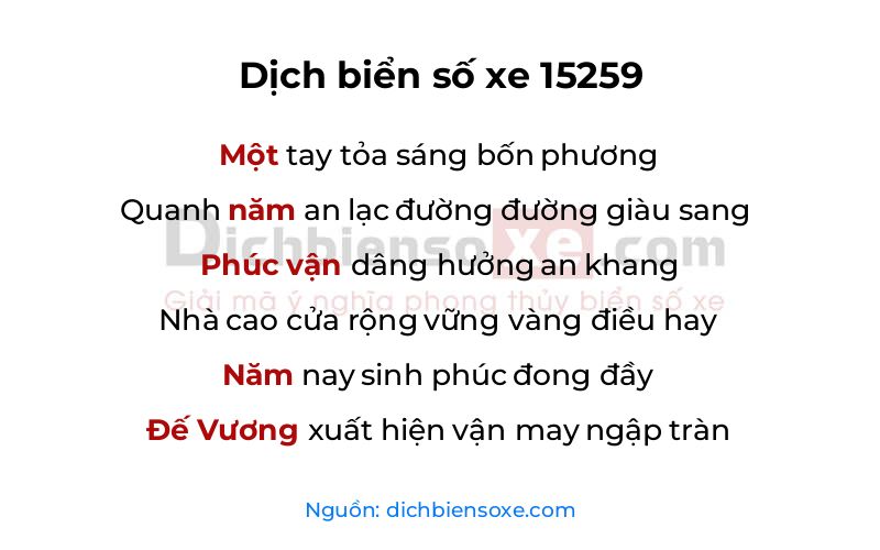 Dịch thơ biển số 15259