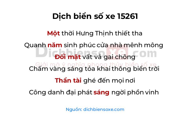 Dịch thơ biển số 15261