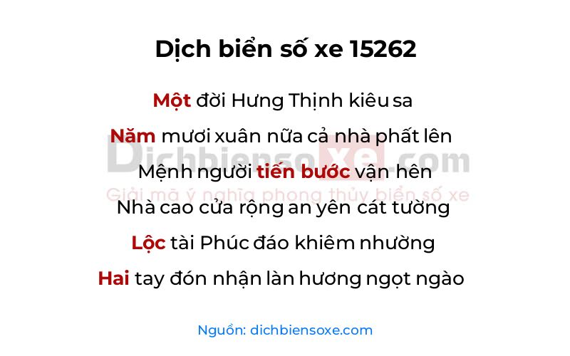 Dịch thơ biển số 15262
