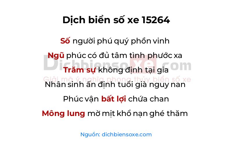 Dịch thơ biển số 15264