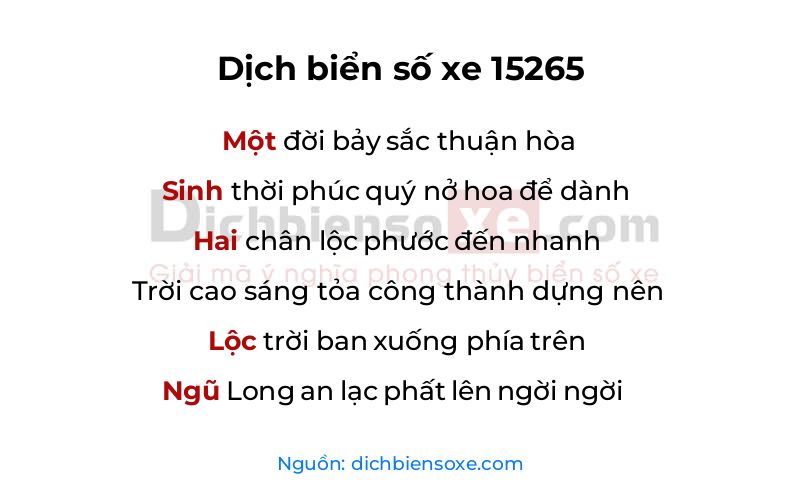 Dịch thơ biển số 15265