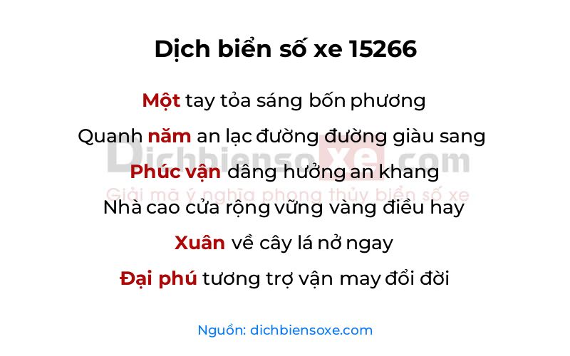 Dịch thơ biển số 15266