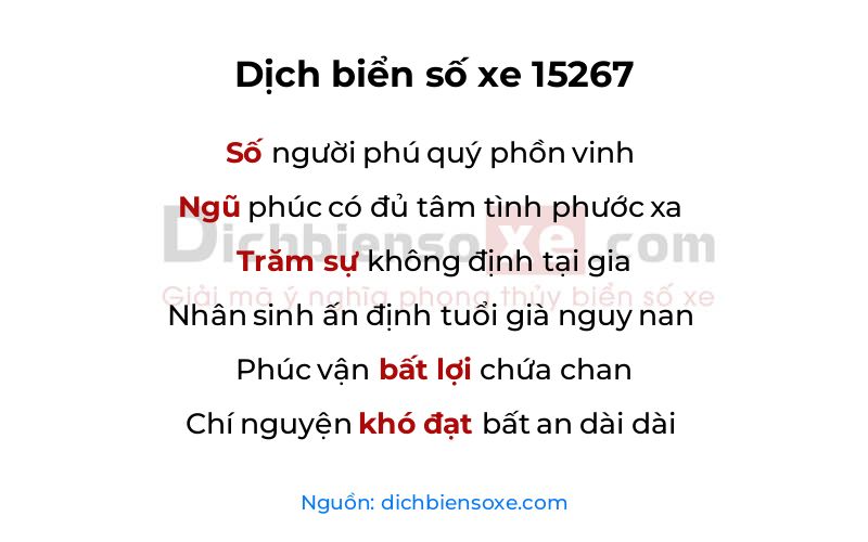 Dịch thơ biển số 15267