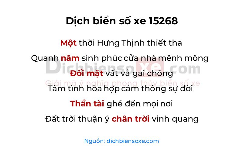 Dịch thơ biển số 15268