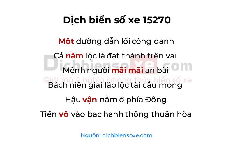 Dịch thơ biển số 15270