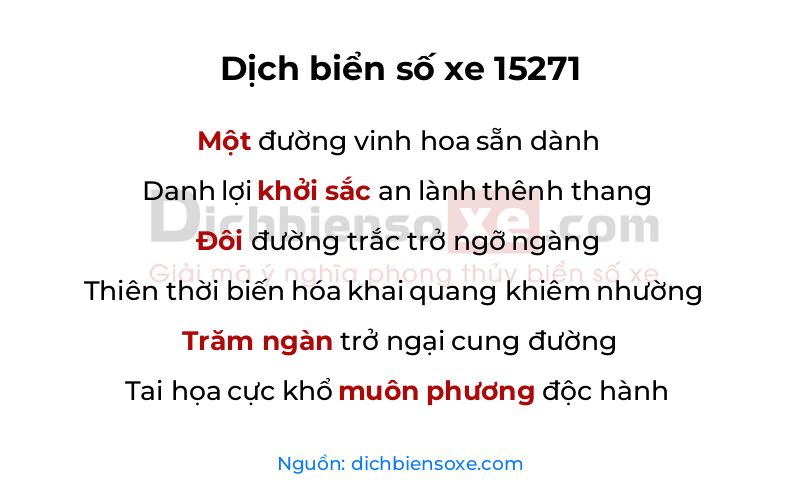 Dịch thơ biển số 15271
