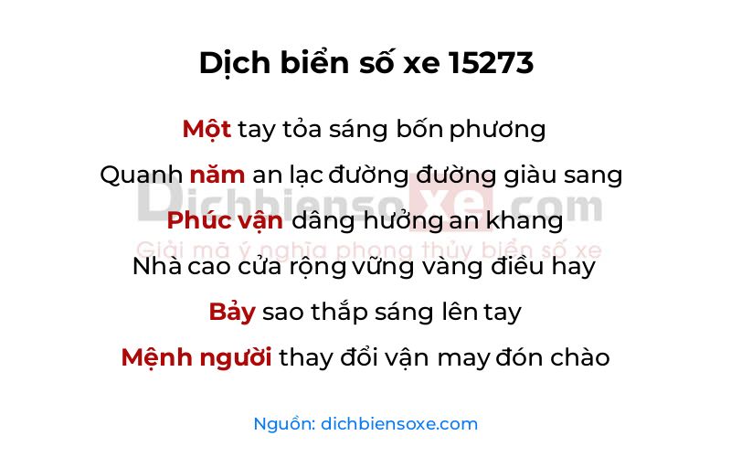 Dịch thơ biển số 15273